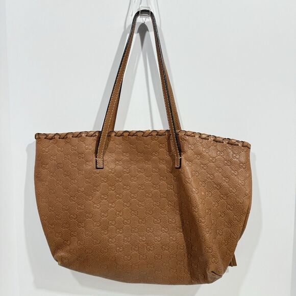 Authentic GUCCI Bamboo Guccissima Leather Tote Bag Brown Tassel 218780 - Picture 4 of 14